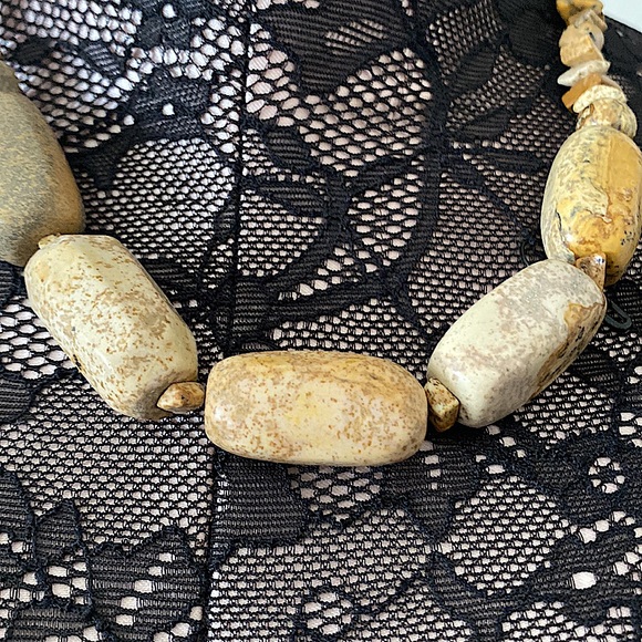 Raw stone necklace; Picture Jasper 14inch around - Picture 3 of 5